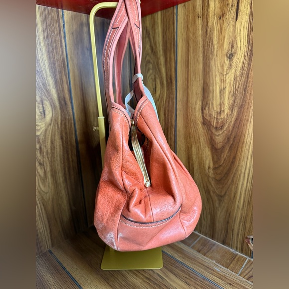 Coach Ergo Orange Tattersall Lining Leather Handbag 2008 - Picture 3 of 9